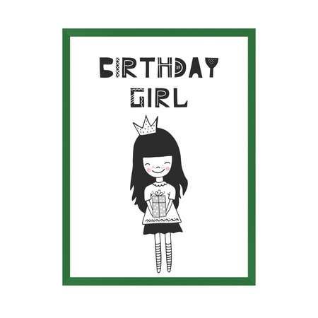 Birthday Poster Birthday girl 21X29.7 cm + green frame