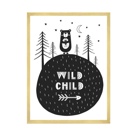 Wild child poster 40X50 cm + gold frame