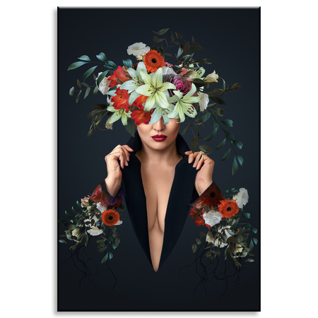 Canvas Print Flowers Woman Beauty Nature 80x120 cm