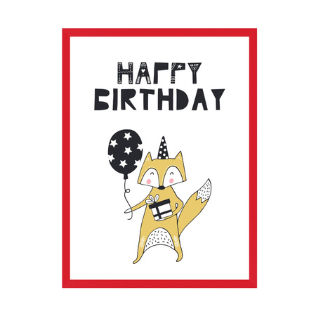Birthday Poster Happy birthday 21X29.7 cm + red frame