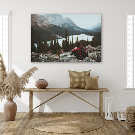 Canvas Print People Mountains Woman on the Trail 90x60