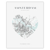 Poster Amsterdam city map heart 40X50 cm + gold frame
