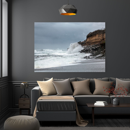 Canvas print Wave crashing against a cliff 120x40 cm