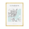 Poster Lisbon city map square 40X50 cm + gold frame