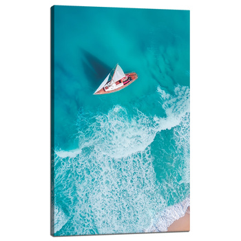 Canvas Print Sailboat Waves Sand Shore 60x100 cm