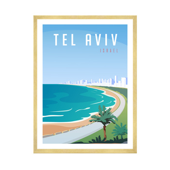Tel Aviv City poster 40X50 cm + gold frame