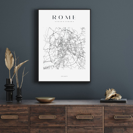 Poster Rome city map square 40X50 cm + gold frame