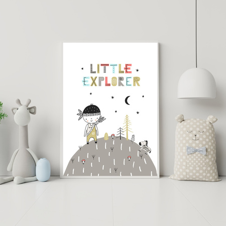 Children's poster Little explorer_2 40X50 cm + gold frame