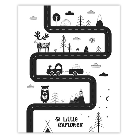 Children's poster Little explorer_3 40X50 cm + gold frame