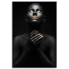 Canvas Print Black Woman Gold Nails Lips Eyes 80x120 cm