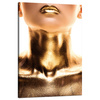 Canvas Print Woman Golden Neck and Lips Art 80x120 cm