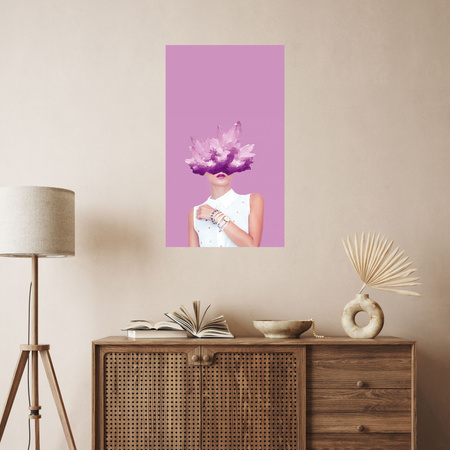 Canvas Print Woman Pink Purple Crystals 80x120 cm