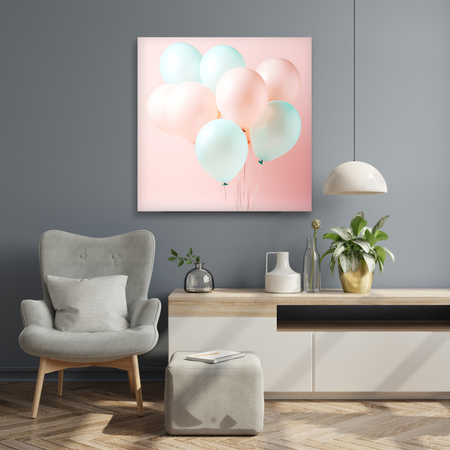 Canvas Print Balloons Pink Blue 90x90