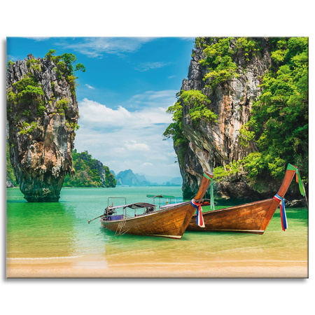 Canvas Print Boats on the Shore Water Landscape 100x80 cm
