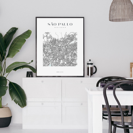 Poster Map of the city of Sao Paulo, square 40X50 cm + gold frame