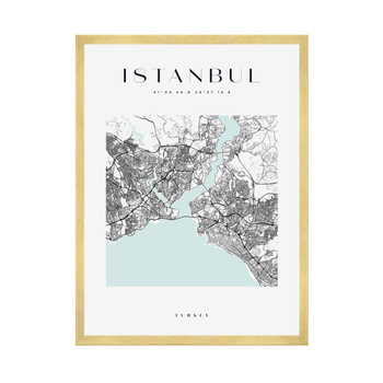 Poster Istanbul city map square 40X50 cm + gold frame