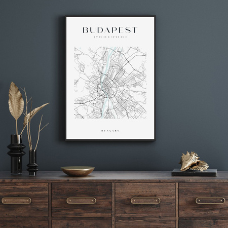 Poster Budapest city map square 40X50 cm + gold frame