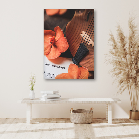 Canvas Print Music Notes Violin Flowers 80x120
