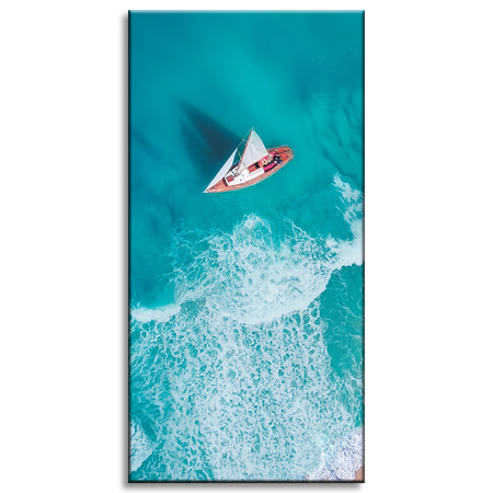 Canvas Print Sailboat Waves Sand Shore 40x80 cm