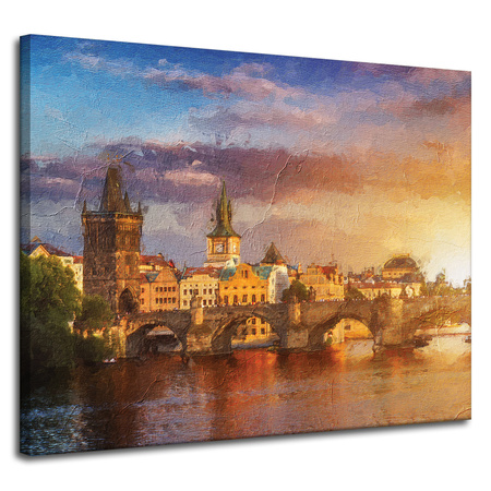 Canvas Painting Oil City Style Art Architecture 100x80 cm