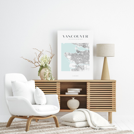 Poster Vancouver city map square 40X50 cm + gold frame