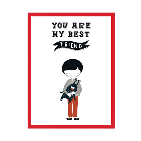 Children's poster You are may best friend 40X50 cm + red frame