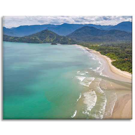 Canvas Print Water Shore Waves Mountains Nature 100x80 cm