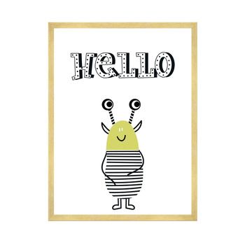 Poster Children's Hellow potworki_2 40X50 cm + gold frame