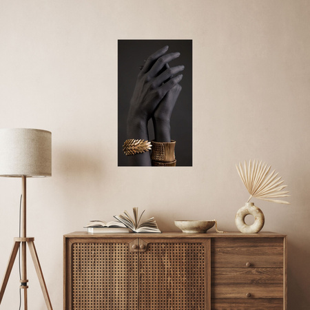 Canvas Print Gold Bracelets on Hands Jewelry 80x120 cm