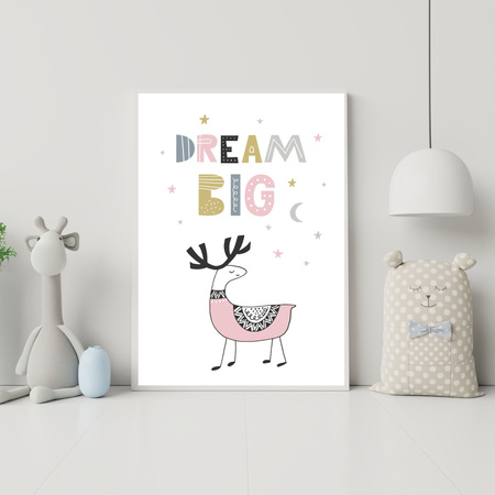 Poster Children's Dream big 40X50 cm + gold frame