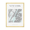 Poster New York city map square 40X50 cm + gold frame