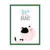 Children's poster Kitten be brave 24X30 cm + green frame
