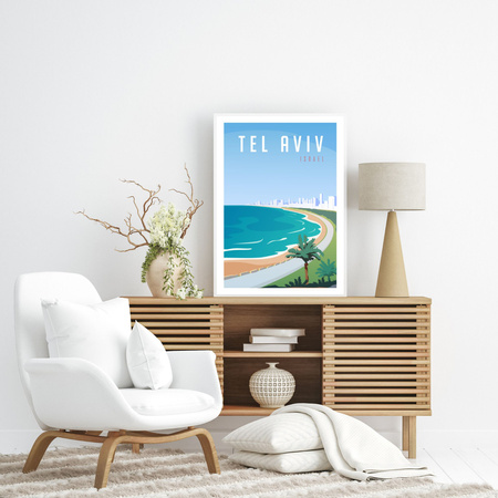 Tel Aviv City poster 40X50 cm + gold frame