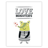 Children's Love monsters poster 40X50 cm + gold frame