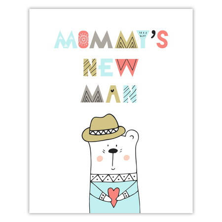 Children's poster Mommy's new man 40X50 cm + gold frame