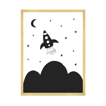Poster Children's Rocket 40X50 cm + gold frame