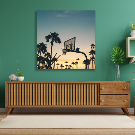 Canvas Print Youth Basketball Sunset 90x90