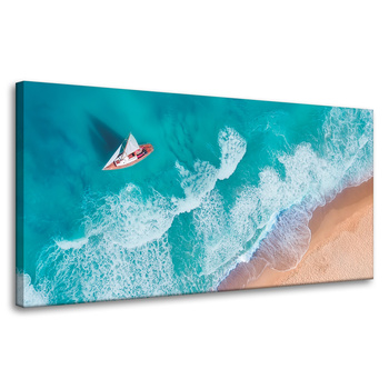 Canvas Print Sailboat Waves Sand Shore 80x40 cm