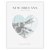 Poster New Orleans city map heart 40X50 cm + gold frame