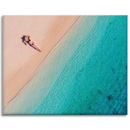 Canvas Print Woman Sunbathing on the Beach 100x80 cm