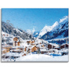 Canvas Print Snowy Village Among the Mountains Winter 100x80 cm