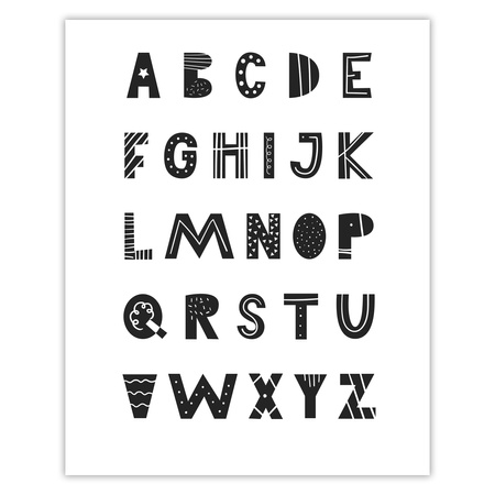 Poster Children's Alphabet 40X50 cm + gold frame