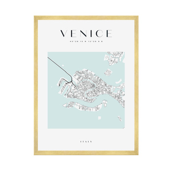 Poster Venice city map square 40X50 cm + gold frame