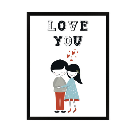 Children's poster Love you 21X29.7 cm + black frame