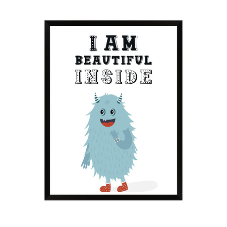 Children's poster I am beautiful inside 50X70 cm + black frame