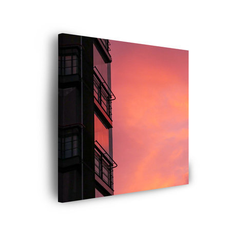 Canvas Print Pink Sky Sunset Building 90x90