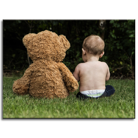 Canvas Print Youth Child with Teddy Bear 40x30 cm