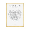 Poster Moscow city map heart 40X50 cm + gold frame