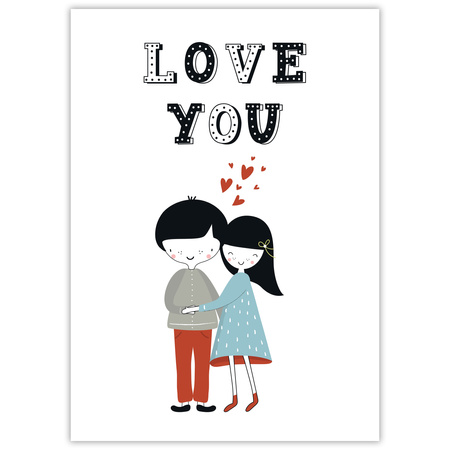 Children's poster Love you 21X29.7 cm + white frame
