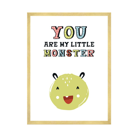 Children's poster You are my little monster 40X50 cm + gold frame